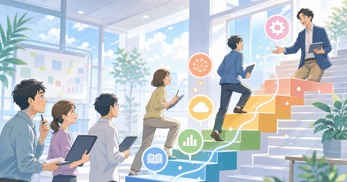 ノンプログラマーでも業務改善ができる！社内で「デジタル人材」を育てるロードマップのアイキャッチ