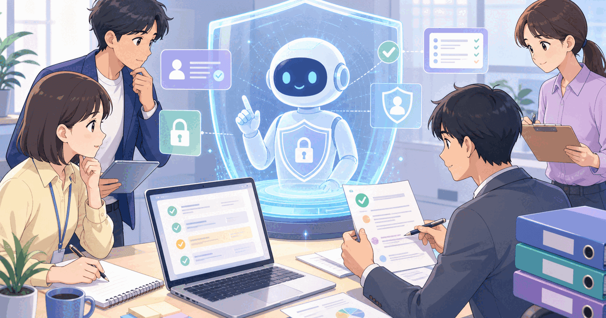 生成AI（ChatGPTなど）を業務に安全に取り入れるための社内ガイドラインの作り方のアイキャッチ
