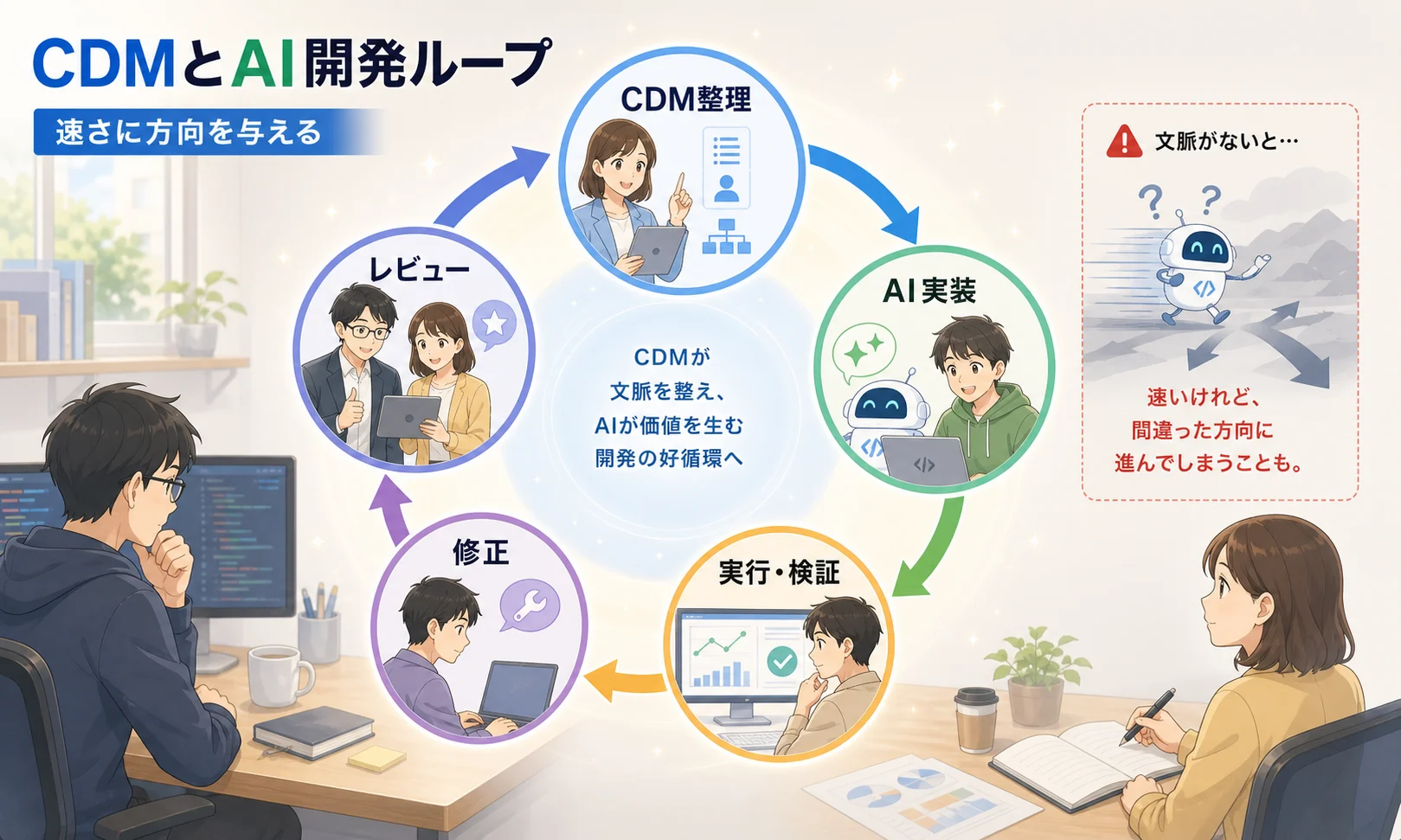CDMがAI開発ループに方向を与える図解