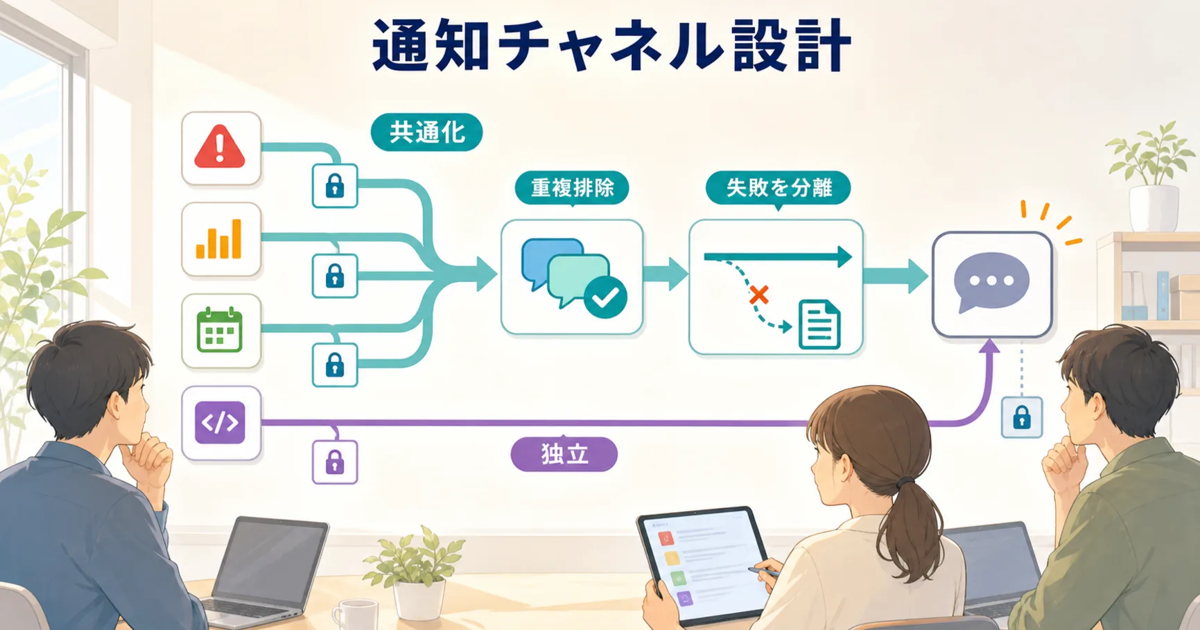 1つの通知チャネルに複数のトリガーを乗せるとき、共通化する部分としない部分のアイキャッチ