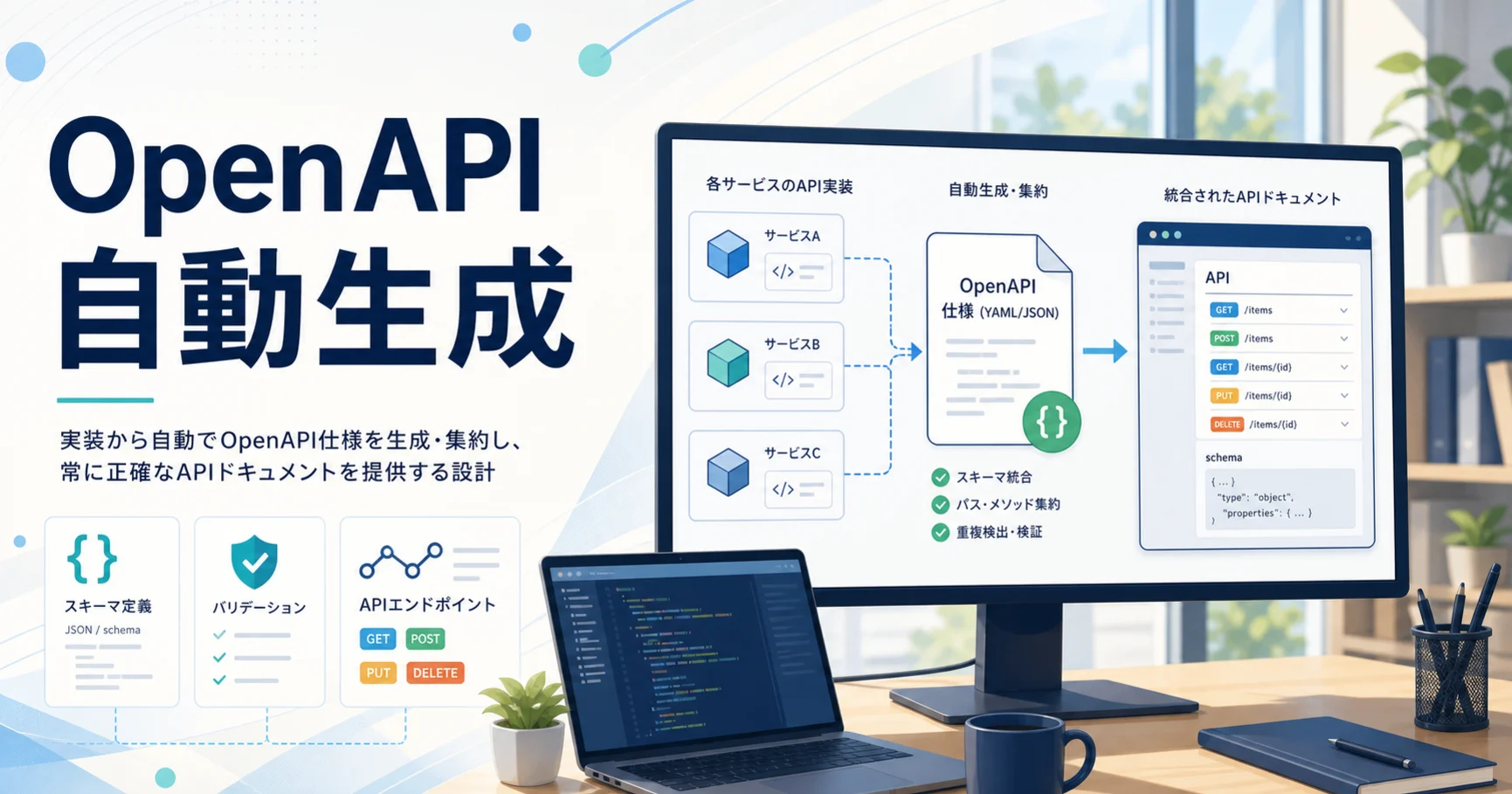 OpenAPIを手書きせず、実装から自動生成する設計のアイキャッチ